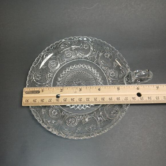 Vtg Duncan & Miller Clear Sandwich Pattern Sawtooth Mint Dish Relish Plate - Picture 8 of 8